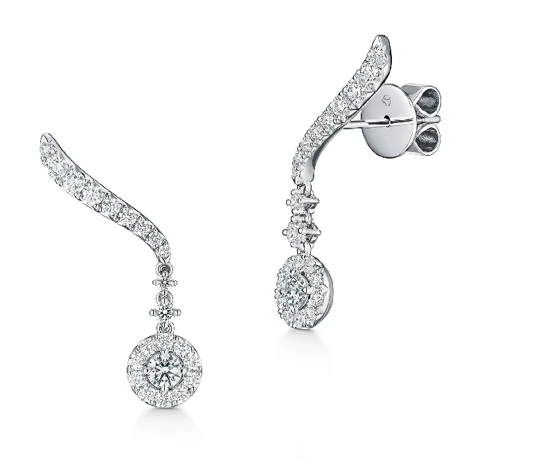 Women’s trendy earrings-Vela Diamond Drop Earrings in 18K White Gold