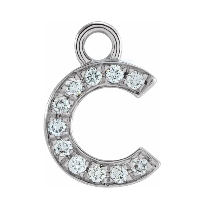 Women’s custom diamond engagement ring-14K White .04 CTW Diamond Initial C Dangle