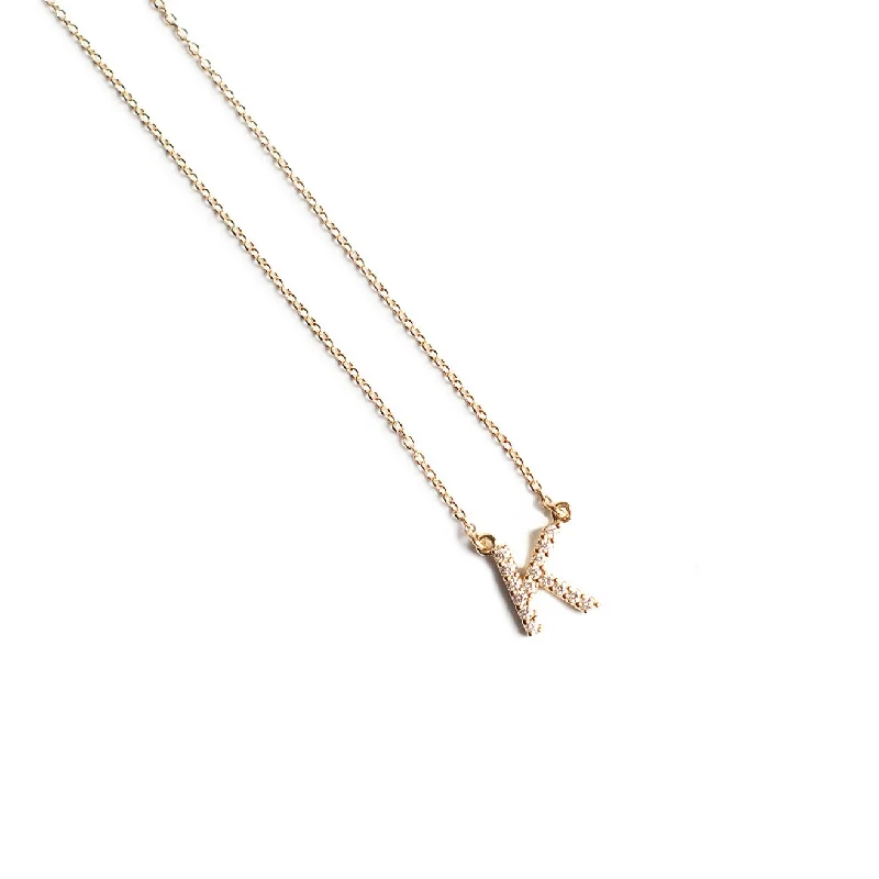 Women’s delicate necklace-stationary diamond initial necklace