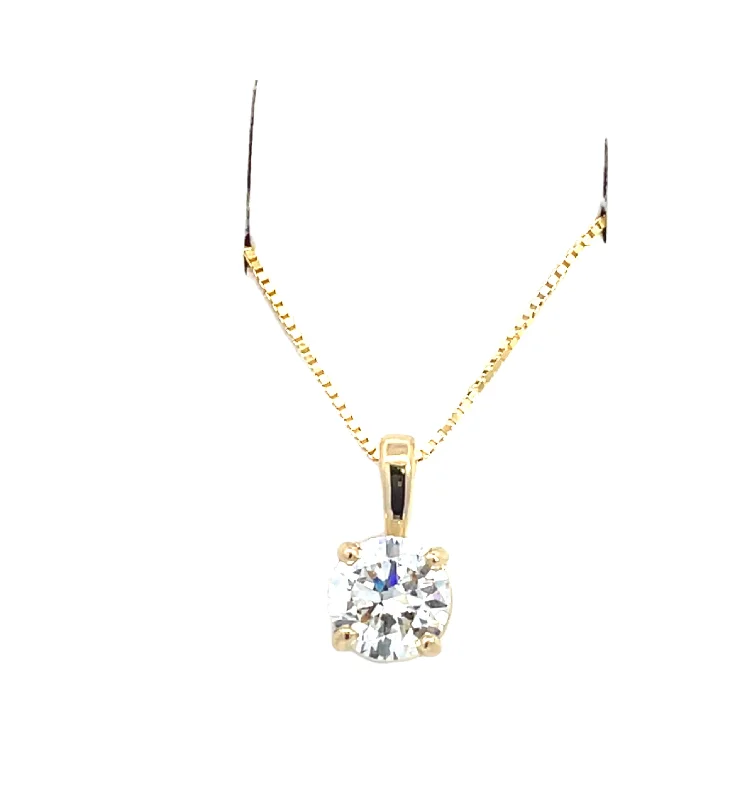 Women’s colorful necklace-LAB GROWN ROUND DIAMOND 0.76CT SOLITAIRE DROP PENDANT