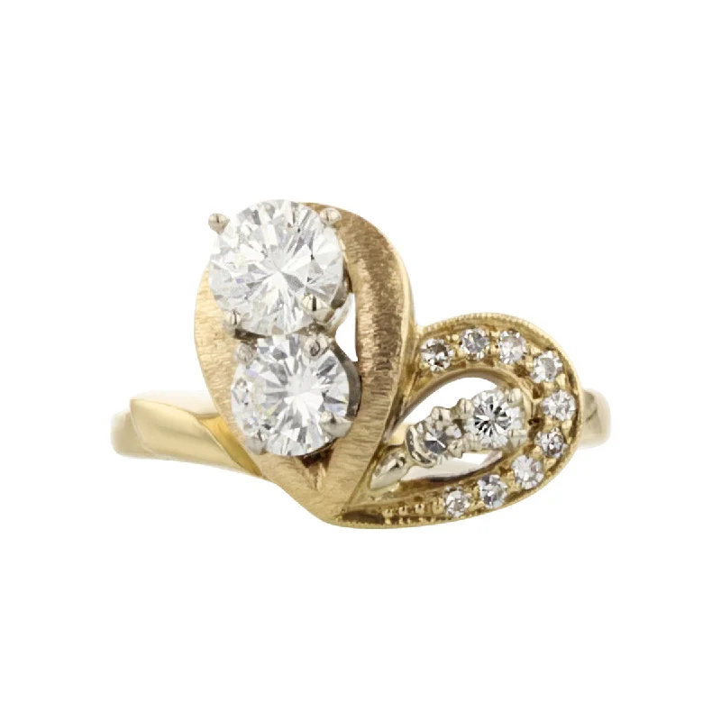 Women’s round engagement ring-1.05-Carat Diamond 14K Yellow Gold Freeform Ring