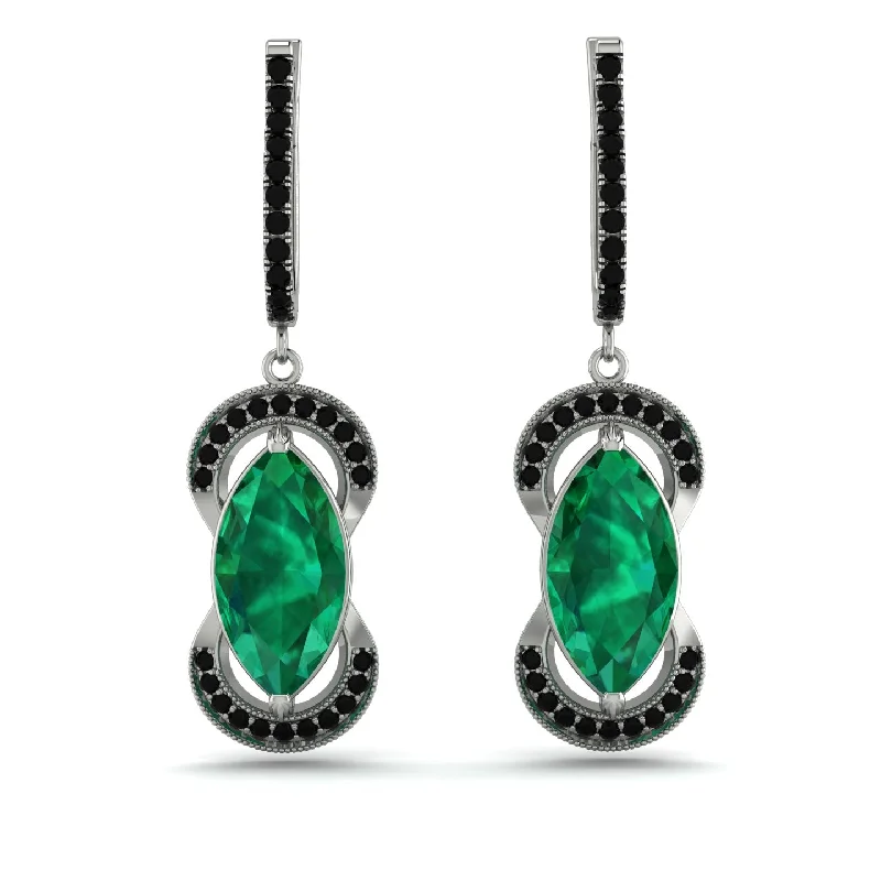 Women’s oval stud earrings-Marquise Vintage Emerald Earrings - Marley No. 36