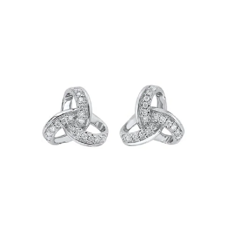 Women’s golden stud earrings-White Gold Knot Style Earrings