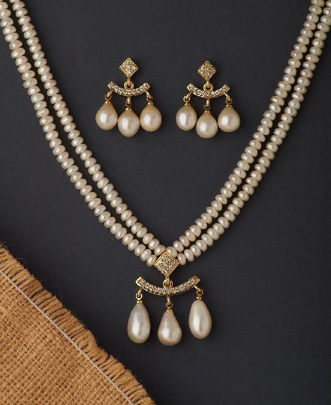 Women’s natural stone necklace-Trendy Real Pearl Necklace Set