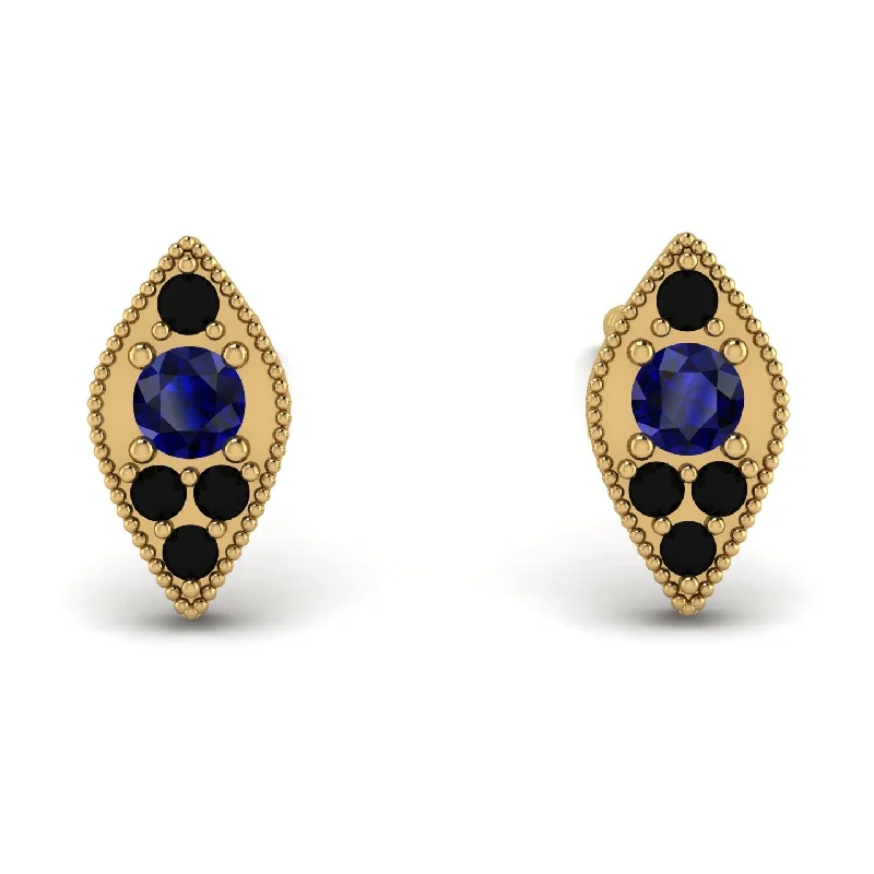 Women’s fancy earrings-Milgrain Marquise Sapphire Earrings - Faye No. 43