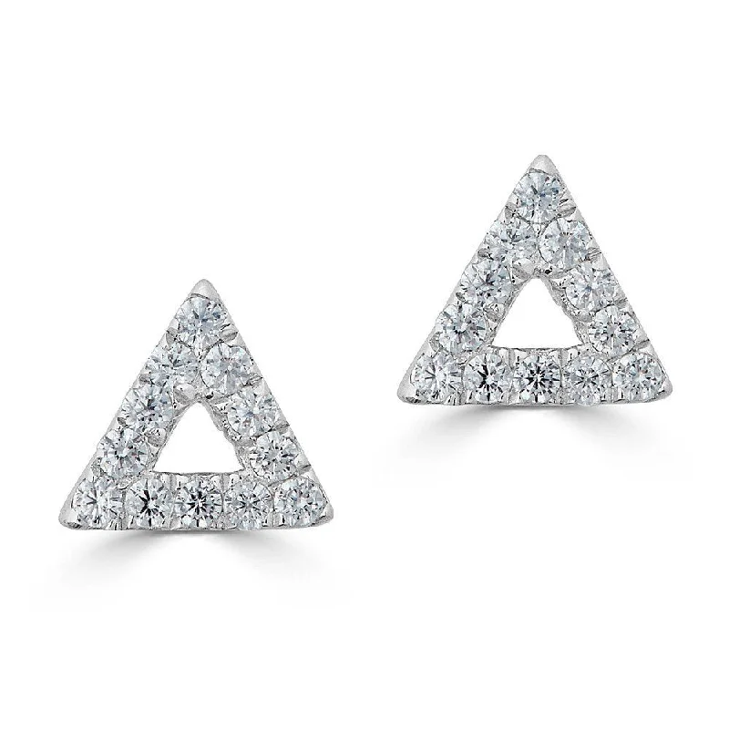 Women’s gemstone earrings-14KT GOLD 0.08 CTW DIAMOND TRIANGLE OUTLINE STUD EARRINGS