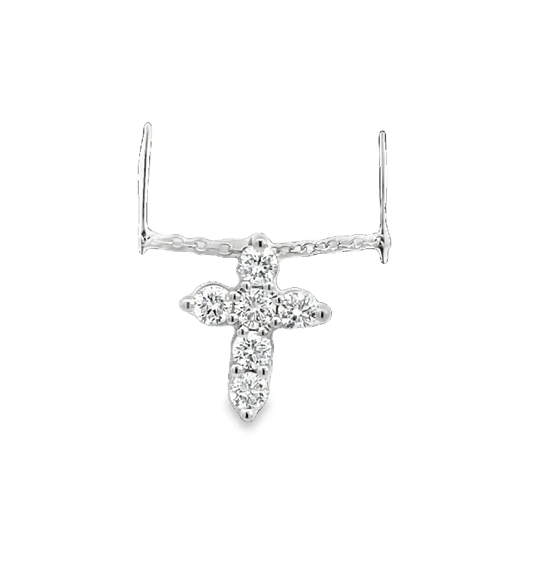 Women’s birthstone pendant necklace-LAB GROWN ROUND DIAMONDS 1/2CTW CROSS PENDANT