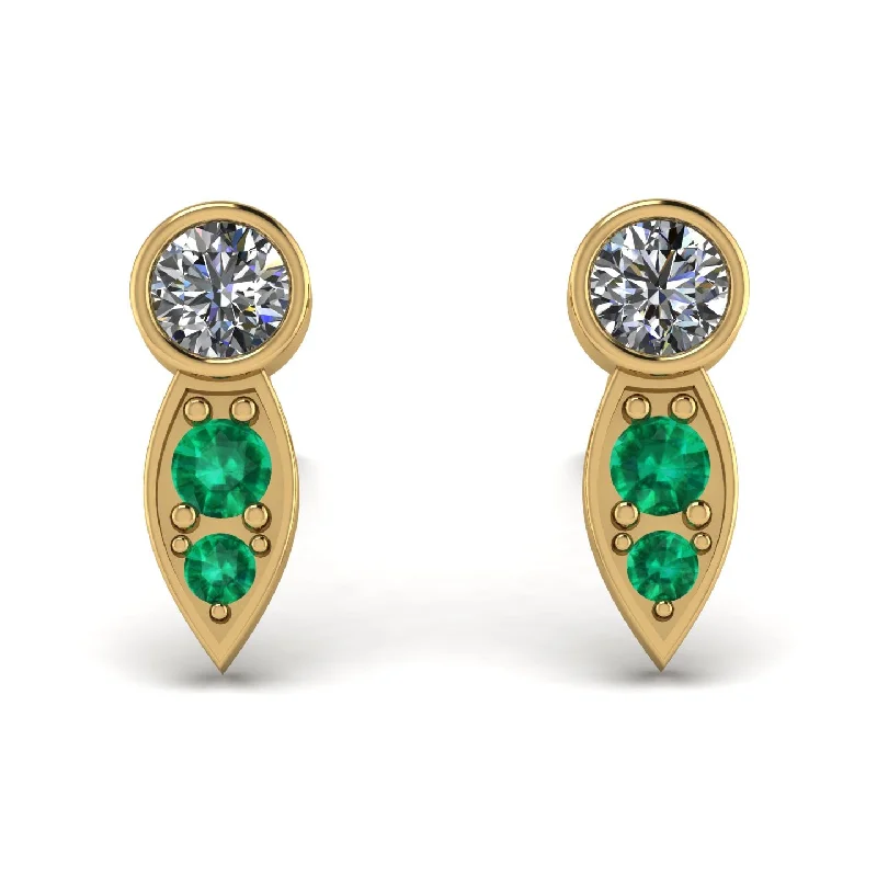 Women’s colored gemstone earrings-Bezel Diamond Earrings In Pear Shaped - Aniya No. 16