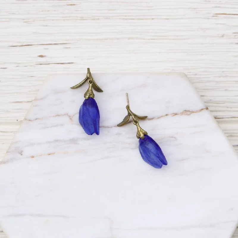 Women’s luxury gold earrings-Blue False Indigo Post Earrings