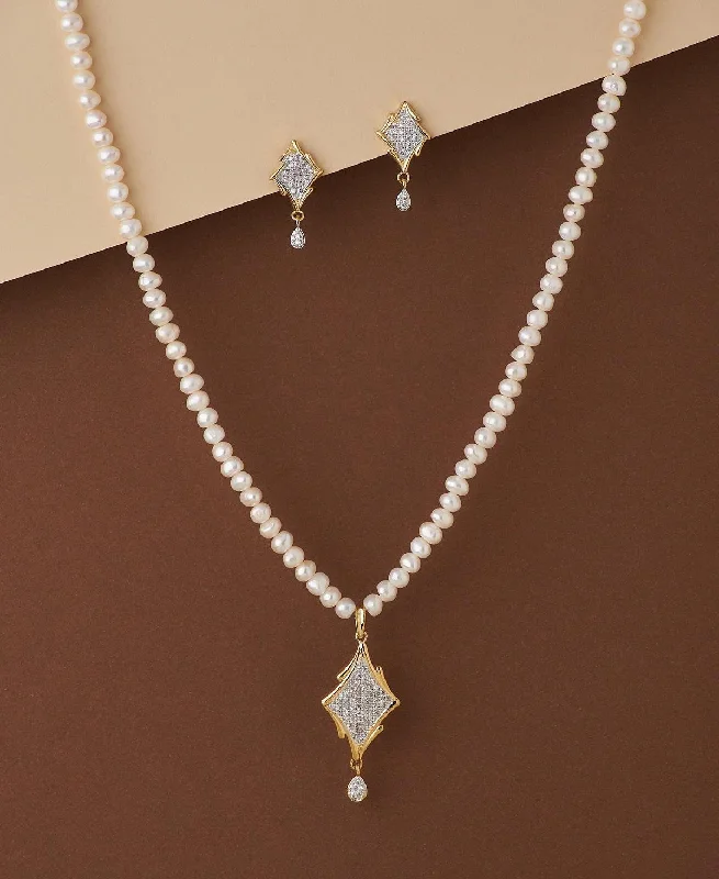 Women’s boho necklace-Trendy Real Pearl Necklace Set