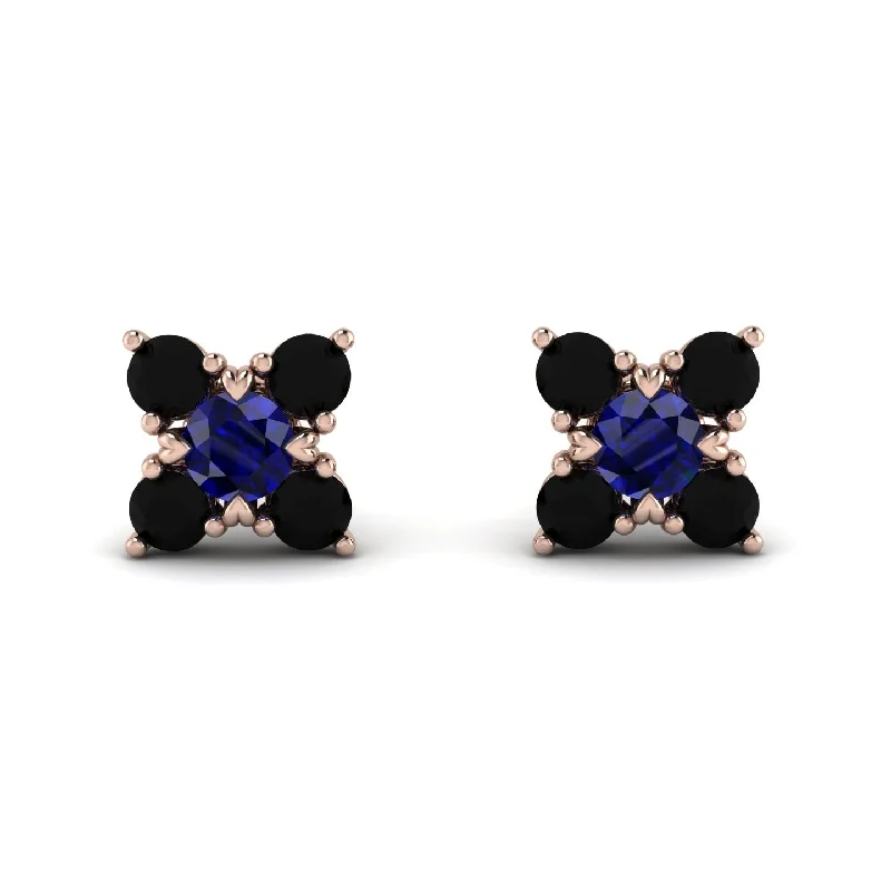 Women’s oval stud earrings-Geometrical 5 Sapphires Stud Earrings - Noa No. 44