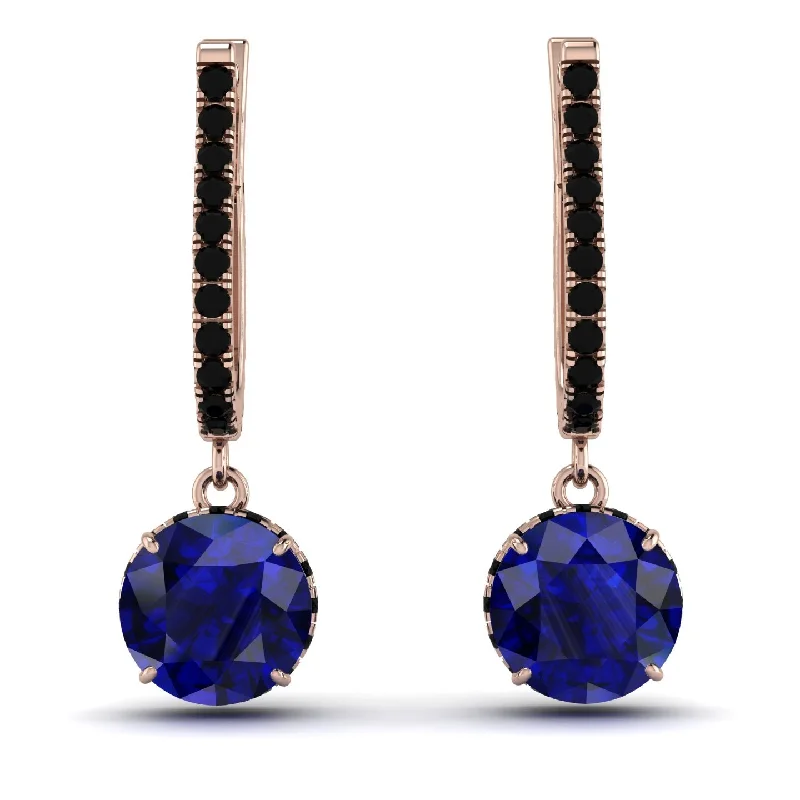 Women’s oval hoop earrings-Sapphire Dangle Earrings With Hidden Halo - Adaline No. 44