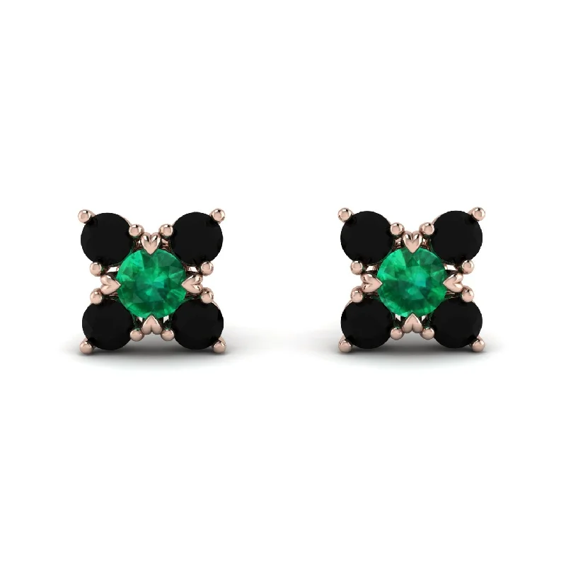 Women’s luxury gold earrings-Geometrical 5 Emeralds Stud Earrings - Noa No. 35