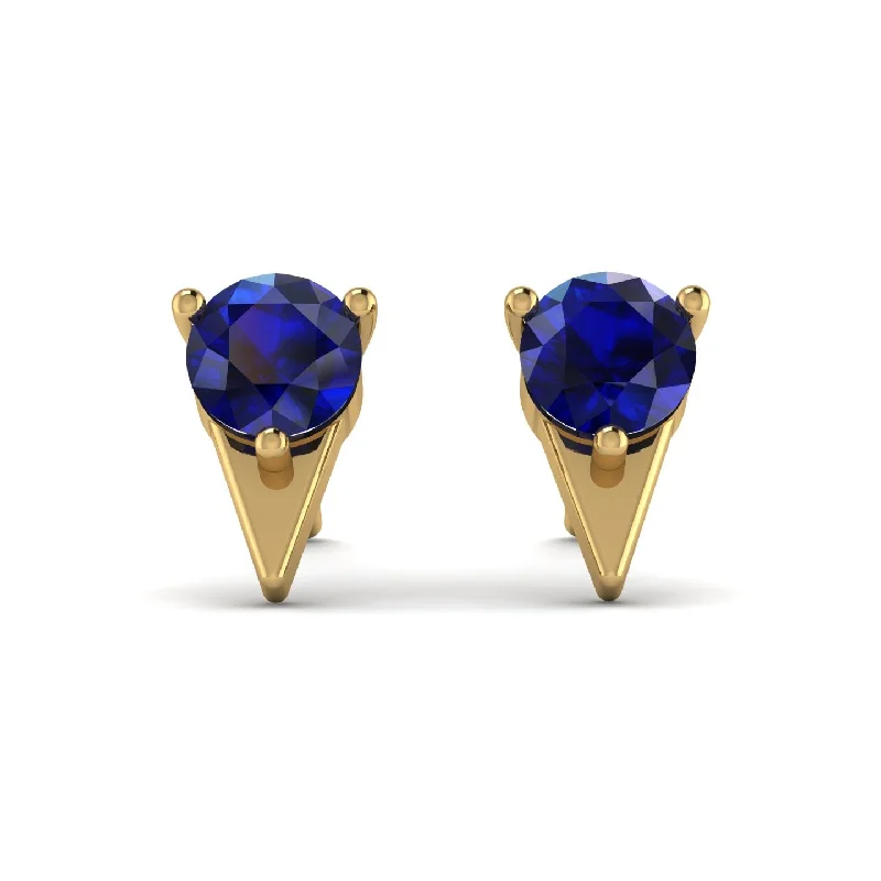 Women’s silver earrings-Triangle Sapphire Earrings - Aisha No. 13