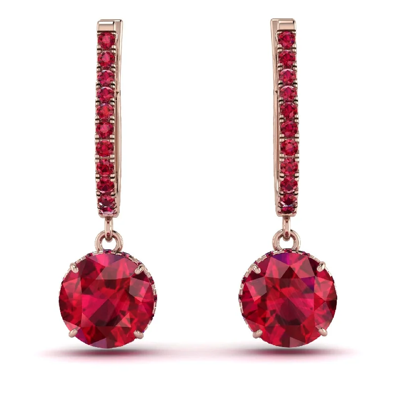 Women’s stylish earrings-Ruby Dangle Earrings With Hidden Halo - Adaline No. 56