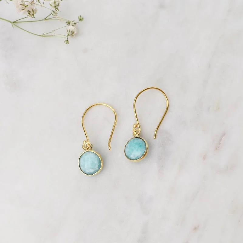 Women’s delicate hoop earrings-8mm Amazonite Drop Earrings