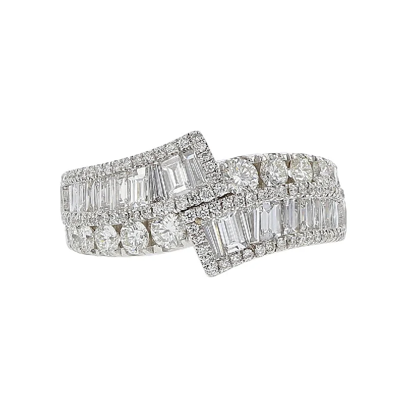 Women’s princess-cut engagement ring-Diamond Baguette Bypass Ring