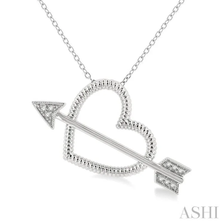 Women’s turquoise necklace-1/20 Ctw Heart and Arrow Round Cut Diamond Pendant With Chain in Sterling Silver