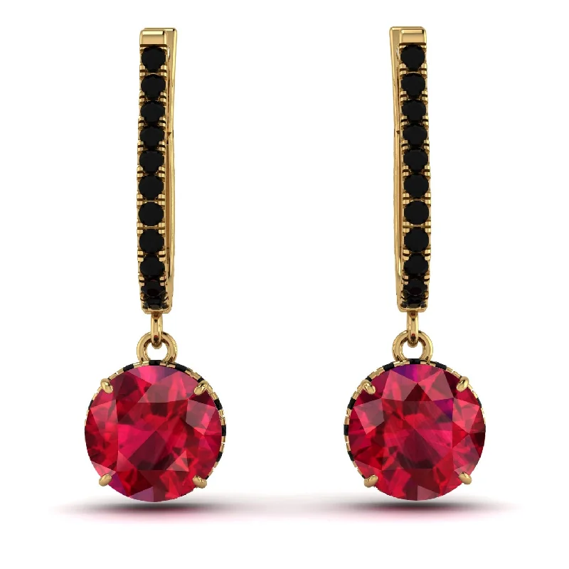 Women’s emerald earrings-Ruby Dangle Earrings With Hidden Halo - Adaline No. 40