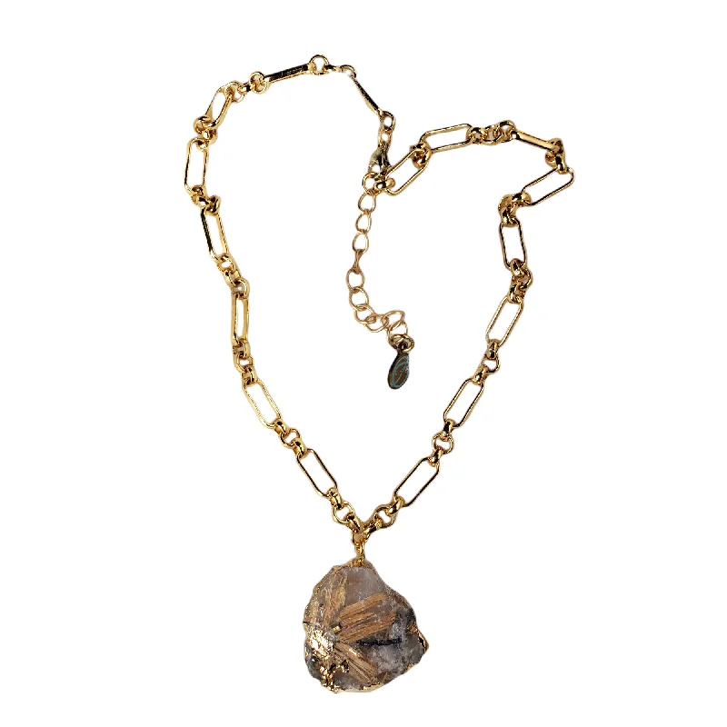 Women’s trendy necklace-The Moxie Rutilated Quartz Necklace Collection