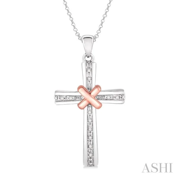 Women’s infinity pendant necklace-1/20 Ctw Single Cut Diamond Cross Pendant in Sterling Silver with Chain