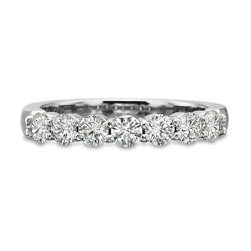 Women’s sapphire-studded engagement ring-Half Round Diamond Shared Prong Band