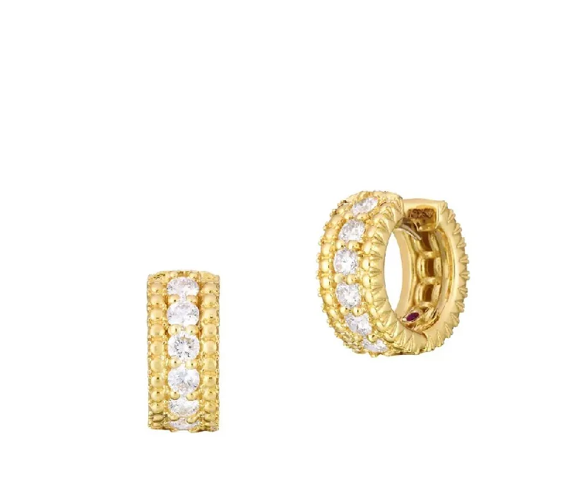 Women’s emerald earrings-Siena Diamond Huggie Earrings in 18K Yellow Gold