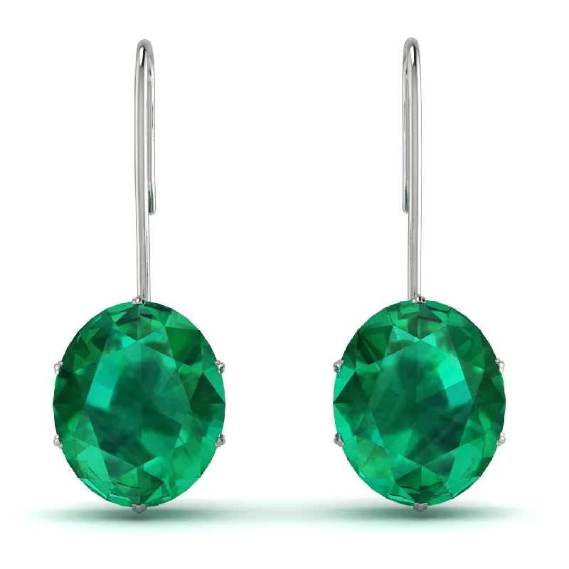 Women’s colorful earrings-Oval Hidden Halo Emerald Earrings - Gemma No. 66