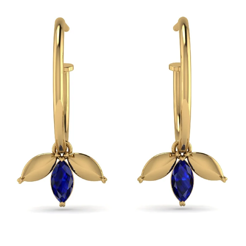 Women’s simple stud earrings-Leaves Sapphire Earrings - Anika No. 13