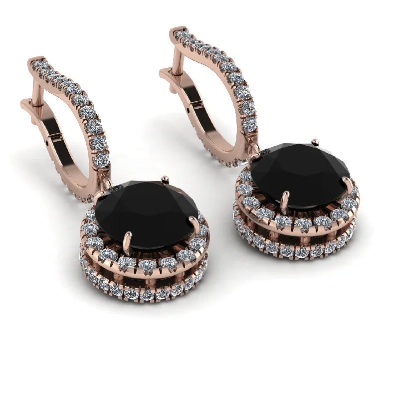 Women’s art deco earrings-Hidden Halo Black Diamond Hoop Earrings - Catalina No. 8