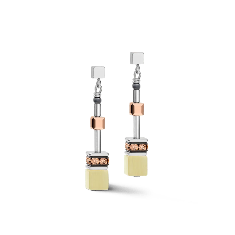 Women’s fashion earrings-Olive Peach Geo Cube Earrings