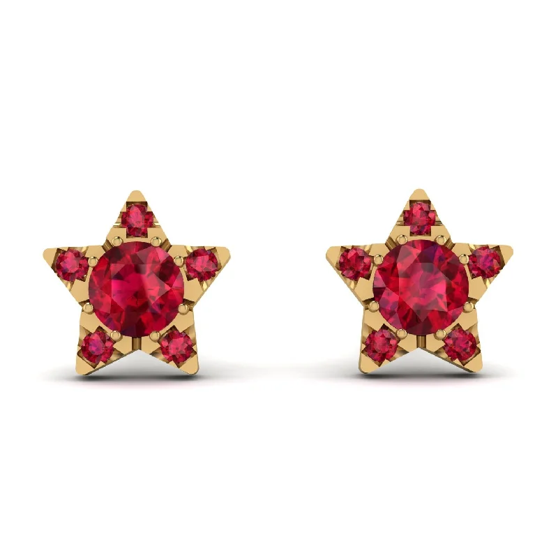 Women’s designer earrings-Star Halo Ruby Earrings - Zelda No. 55