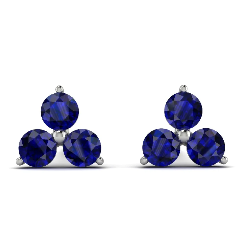 Women’s gold-plated earrings-Minimalist Sapphire Stud Earrings - Jillian No. 15