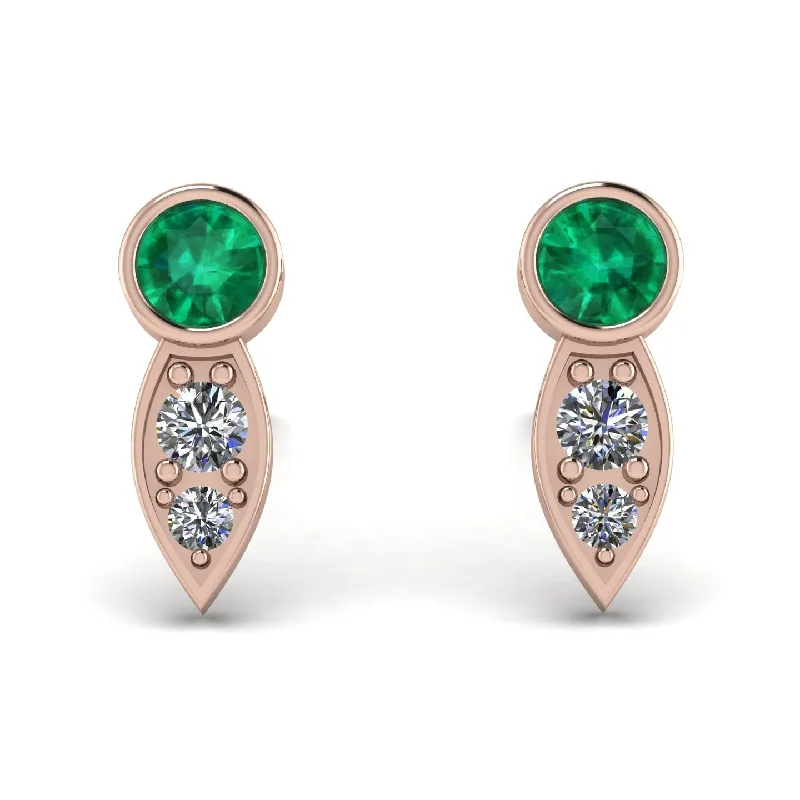 Women’s silver stud earrings-Bezel Emerald Earrings In Pear Shaped - Aniya No. 5