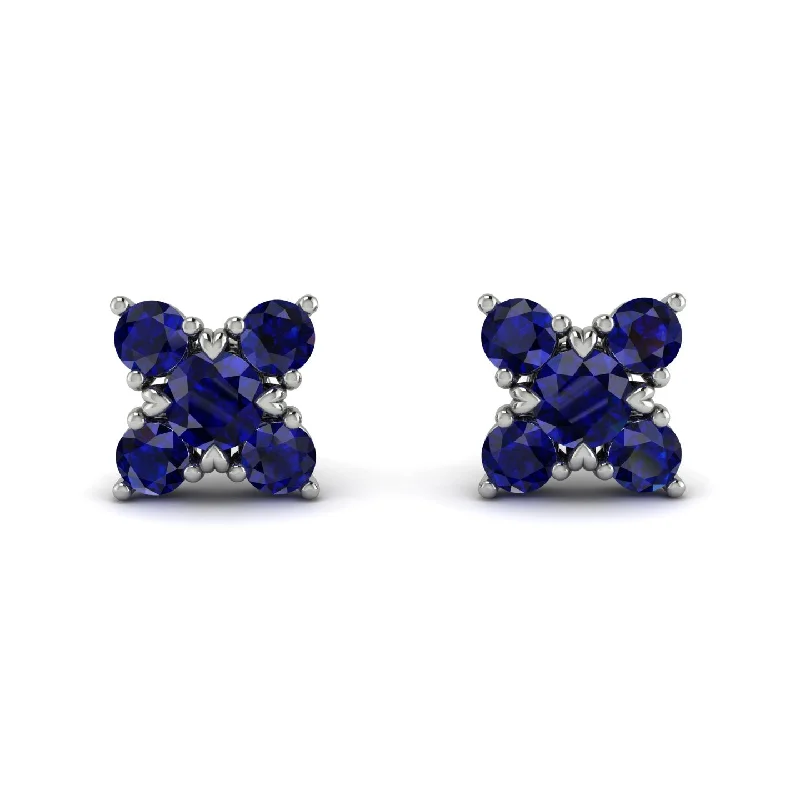 Women’s hoop stud earrings-Geometrical 5 Sapphires Stud Earrings - Noa No. 75