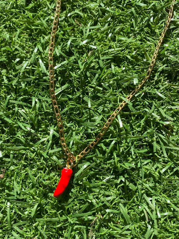 Women’s heart charm necklace-Hot Chilli Chain Necklace