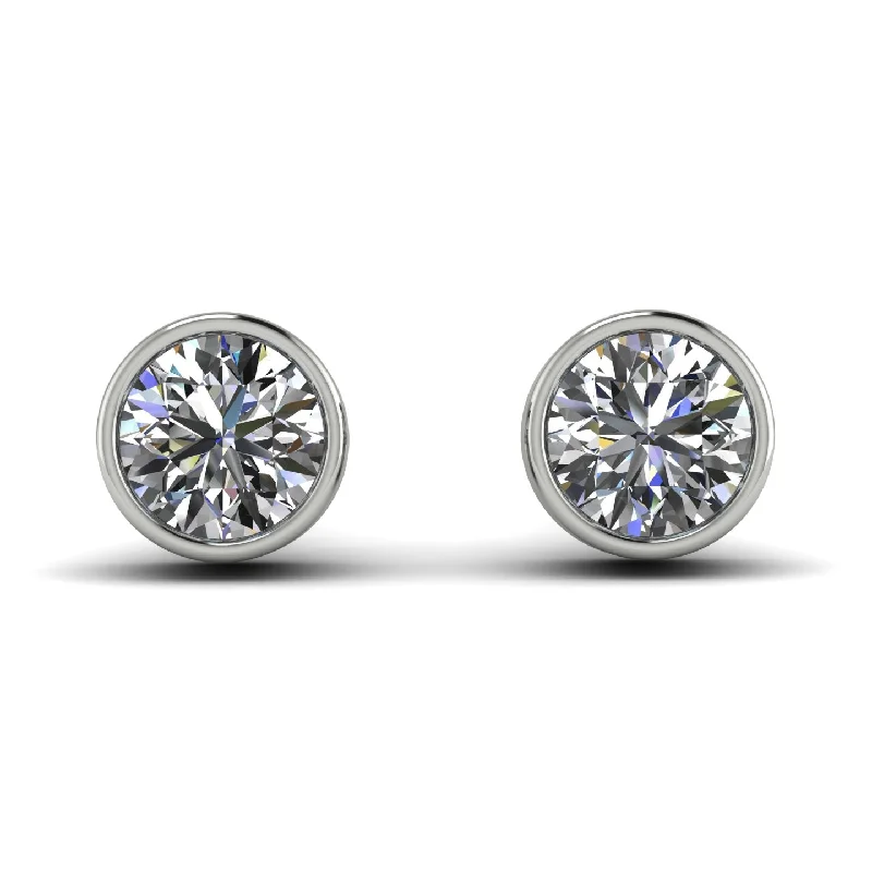 Women’s pearl earrings-Bezel Stud Diamond Earrings - Royal No. 3