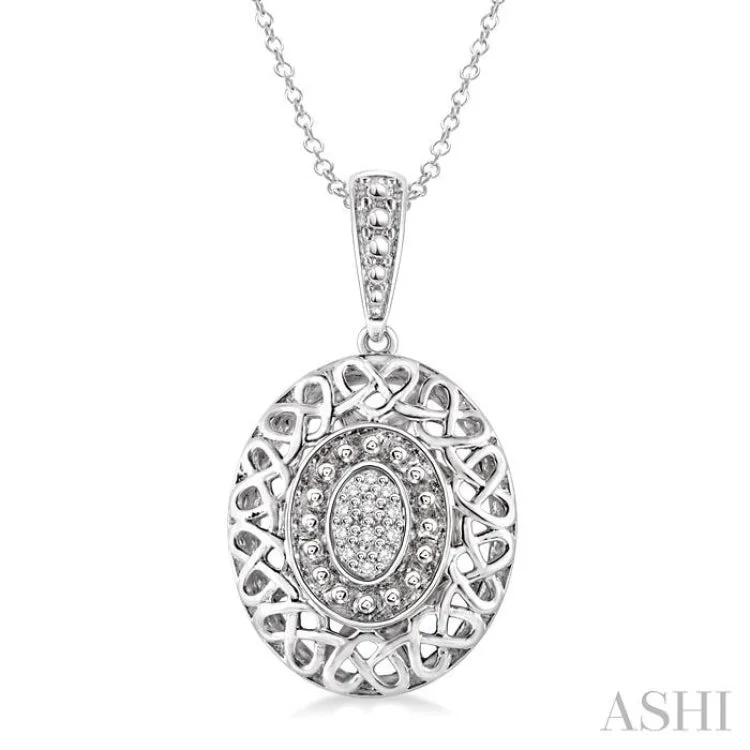 Women’s rose gold necklace-1/20 Ctw Single Cut Diamond Fashion Pendant in Sterling Silver with Chain