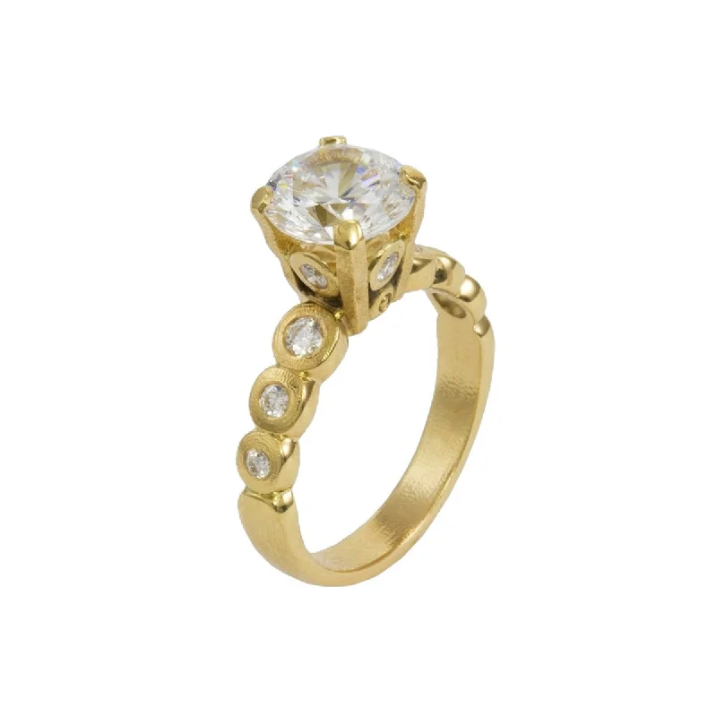 Women’s emerald engagement ring-18K Yellow Gold Diamond Candy Ring Setting