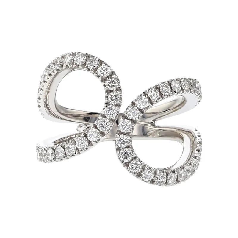 Women’s dual-tone engagement ring-Double Loop Ring with Diamonds