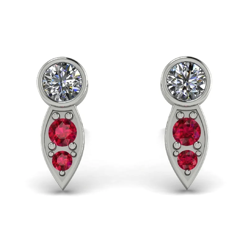 Women’s matching earrings set-Bezel Diamond Earrings In Pear Shaped - Aniya No. 48