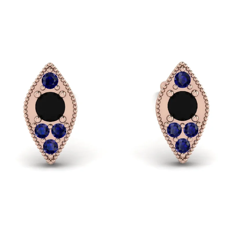 Women’s bohemian earrings-Milgrain Marquise Black Diamond Earrings - Faye No. 68