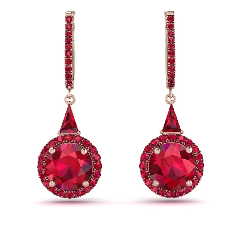 Women’s teardrop earrings-Hidden Halo Ruby Earrings - Joanna No. 56