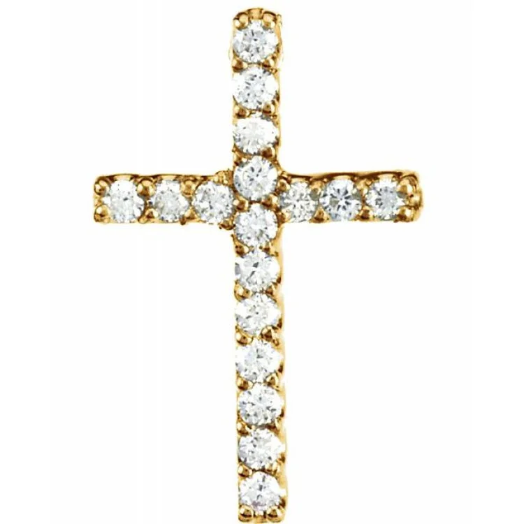 Women’s heart-shaped pendant necklace-14K Yellow .06 CTW Natural Diamond Petite Cross Pendant