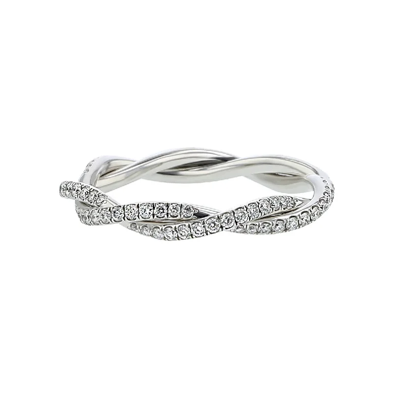 Women’s three-stone sapphire engagement ring-Diamond Twist Eternity Band