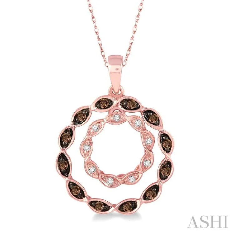 Women’s diamond necklace-1/8 Ctw White and Champagne Brown Diamond Pendant in 14K Rose Gold with Chain