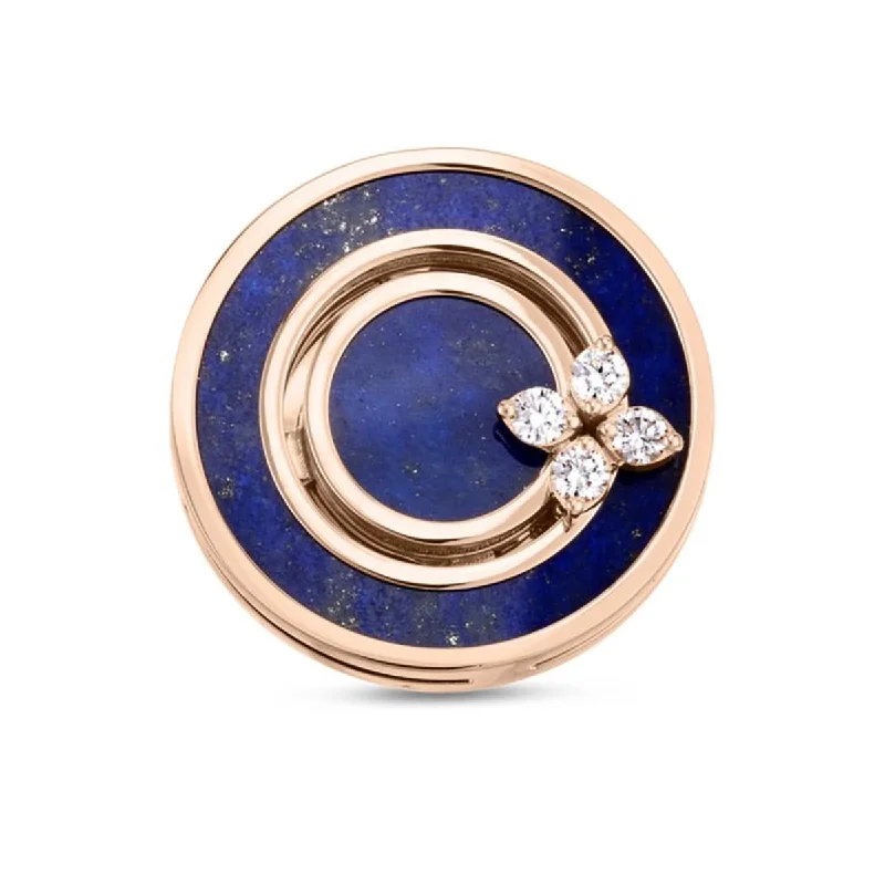 Women’s princess-cut engagement ring-18k Rose Gold Lapis and Diamond Circle Ring