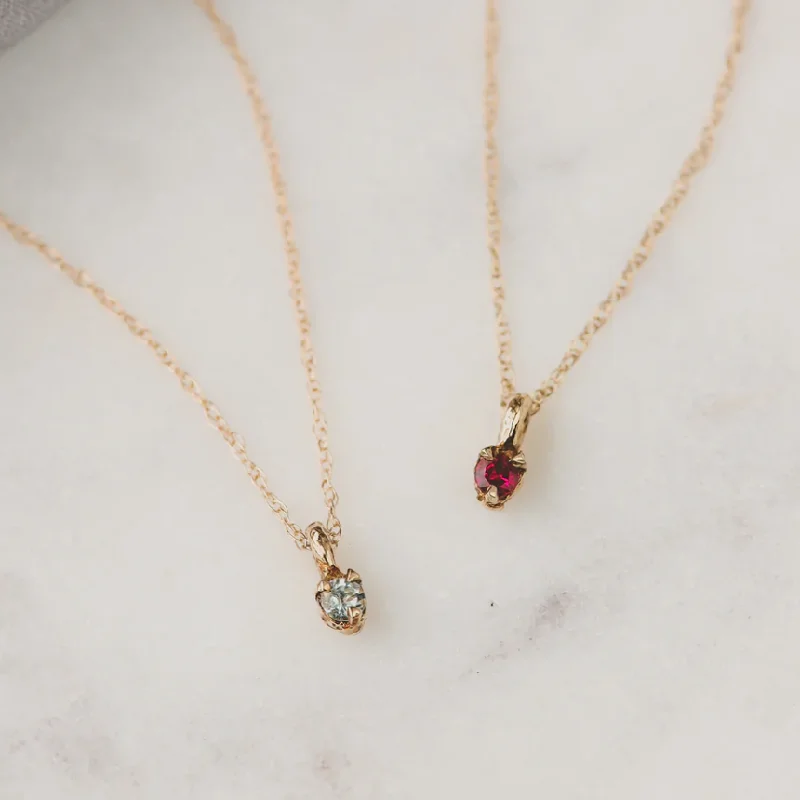 Women’s eternity necklace-14k Gold Dainty Birthstone Necklace