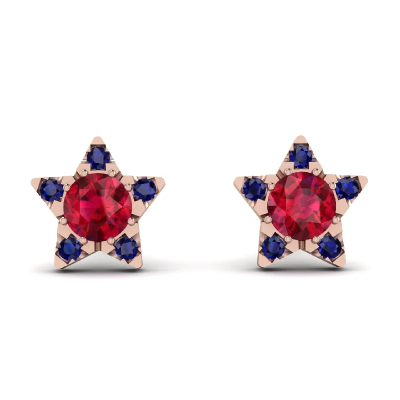 Women’s colorful earrings-Star Halo Ruby Earrings - Zelda No. 71