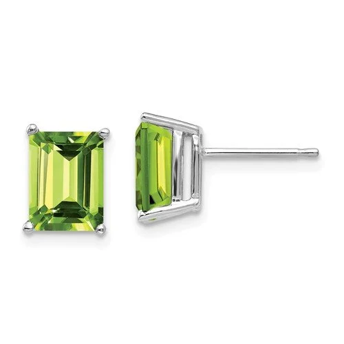 Women’s vintage stud earrings-14KT WHITE GOLD 3 1/2 CTW EMERALD PERIDOT EARRINGS